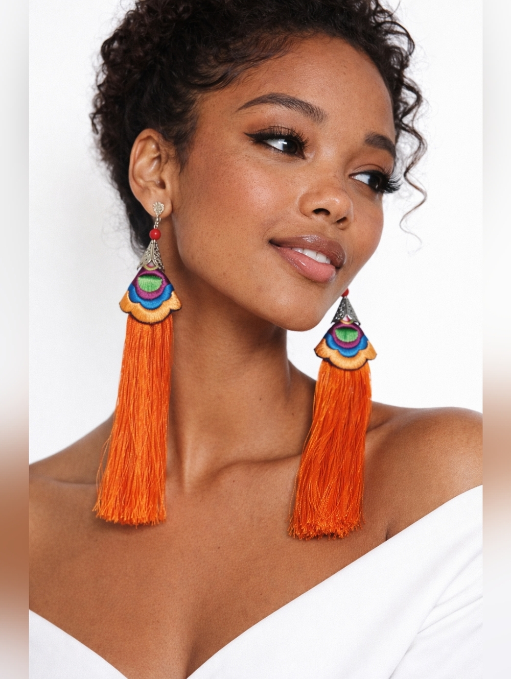 Bohemian Orange Tassel Earrings NWT